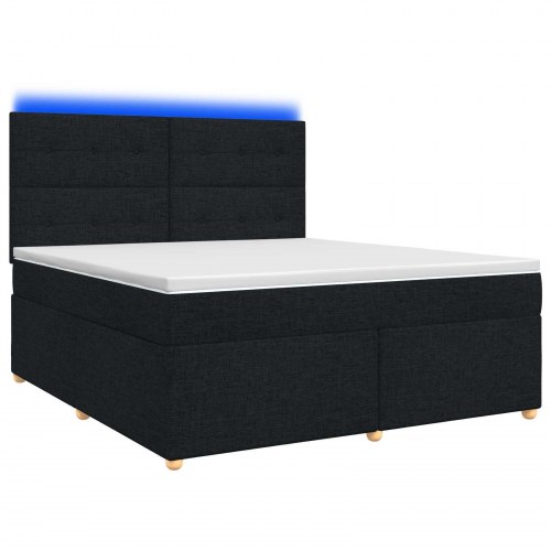 Boxspring seng med madras, topmadras og justerbart hovedgærde 160 x 200 cm - sort stof