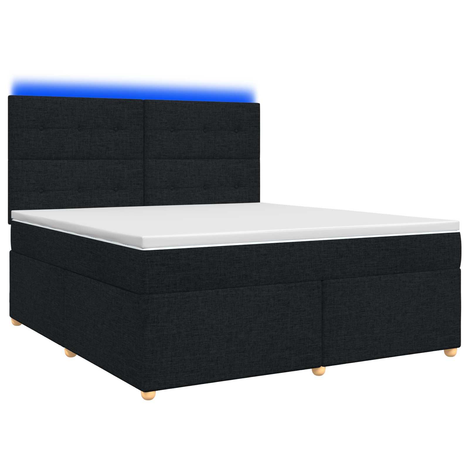 Boxspring seng med madras, topmadras og justerbart hovedgærde 160 x 200 cm - sort stof