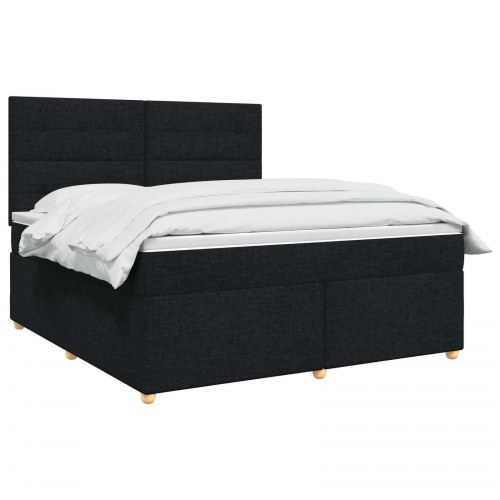 Boxspring seng med madras, topmadras og justerbart hovedgærde 160 x 200 cm - sort stof