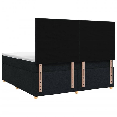 Boxspring seng med madras, topmadras og justerbart hovedgærde 160 x 200 cm - sort stof