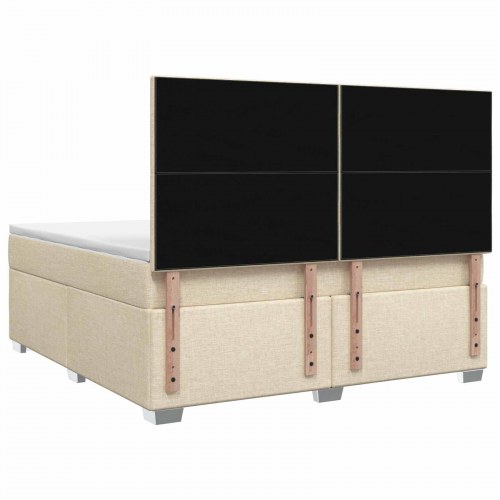 Boxmadras seng med topmadras og LED - cremefarvet 140 x 190 cm