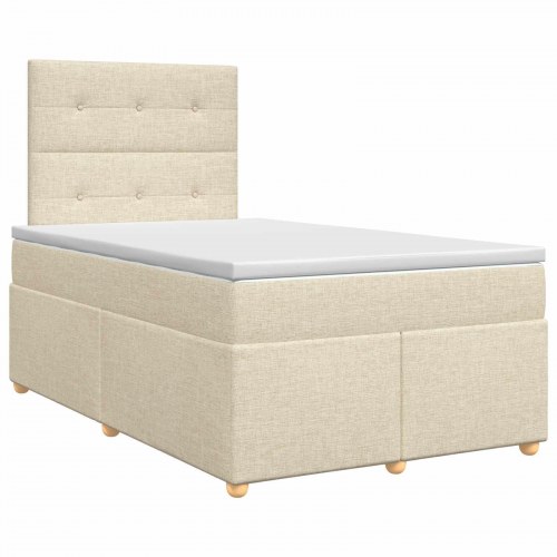 Boxmadras med topmadras 120 x 190 cm cremefarvet stof