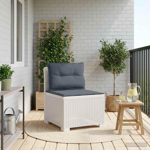 1-personers havemøbelsofa i rattan look med puder, hvid
