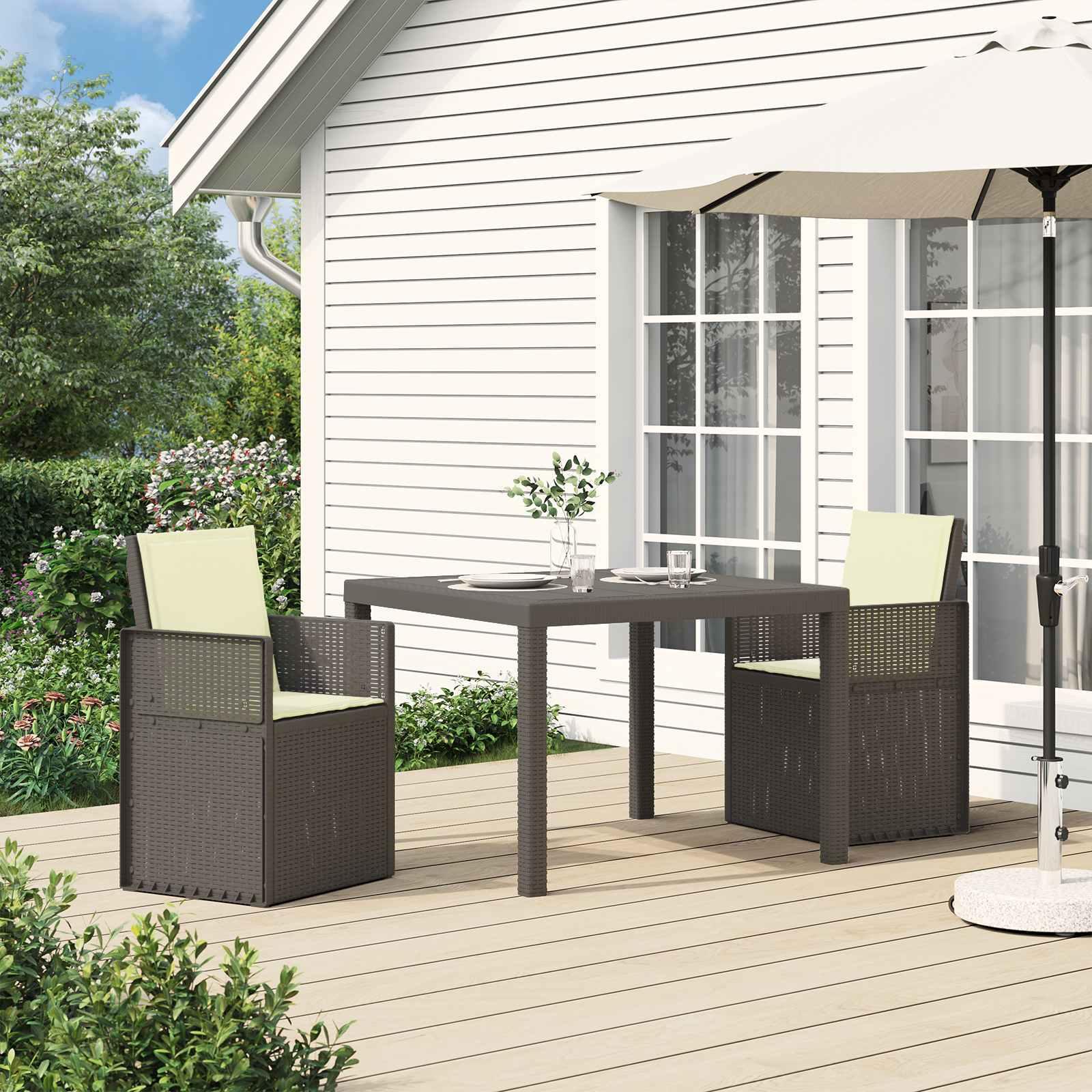 Havemøbler spisestole 2 stk. lysegrå og cremefarvet PP