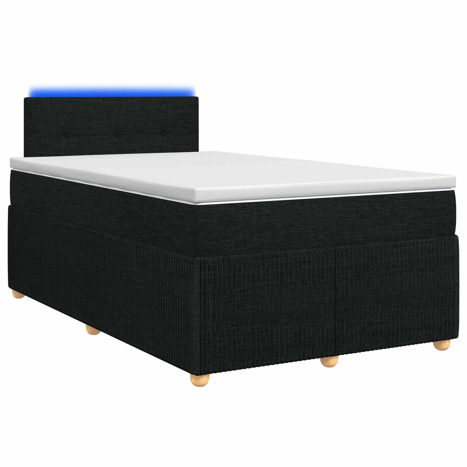 Boksmadras seng med topmadras og hovedgærde 120 x 190 cm sort stof