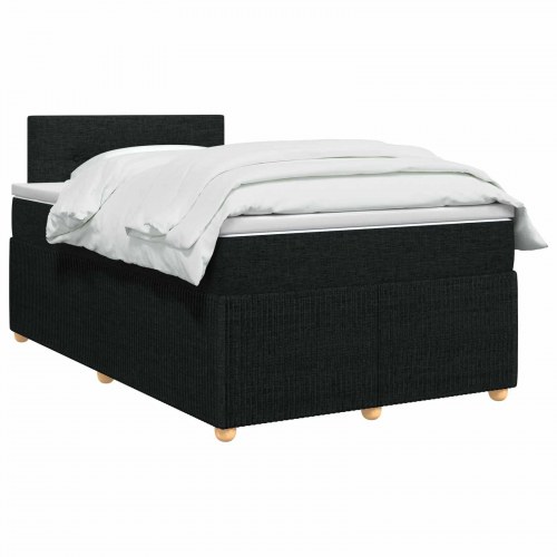 Boksmadras seng med topmadras og hovedgærde 120 x 190 cm sort stof