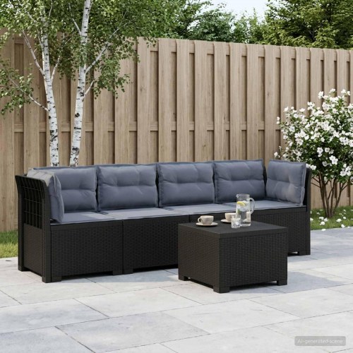 4-personers havesofa loungesæt i rattan-look PP med puder - antracit
