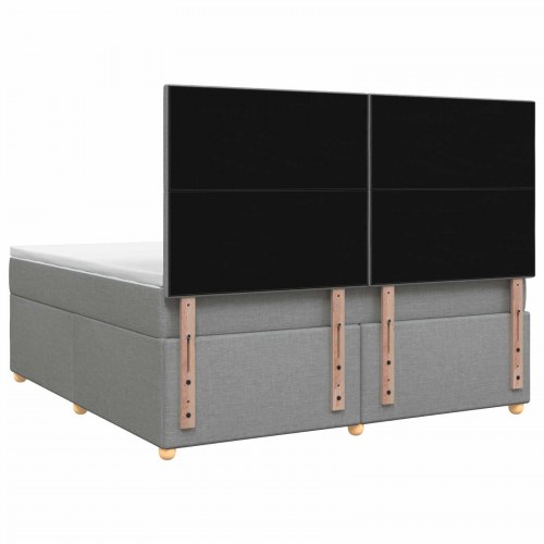 Boxspring seng med madras og topmadras 160 x 200 cm - lysegrå stof