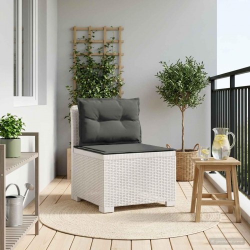 1-personers havemøbelsofa i rattan look PP - hvid med antracit puder