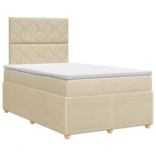 Boksmadras-seng med topmadras 120 x 190 cm cremefarvet stof