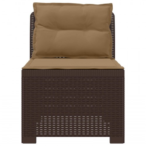1-personers havemøbelsofa i rattan look PP brun med puder