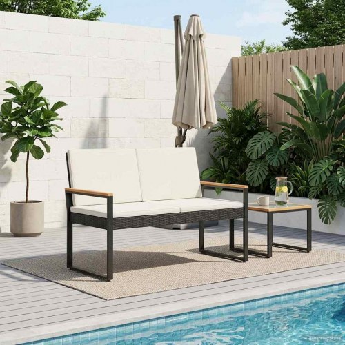 Udendørs havebænk 2-pers. i polyrattan 107 x 61 x 80 cm