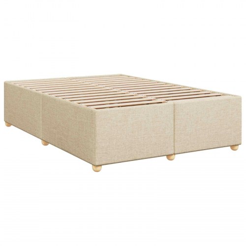 Boxspring seng med madras og topmadras 140 x 200 cm - cremefarvet stof