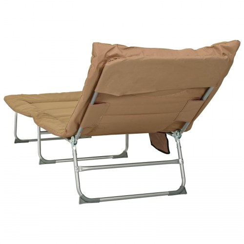 Sammenklappelig solstol beige med justerbart ryglæn