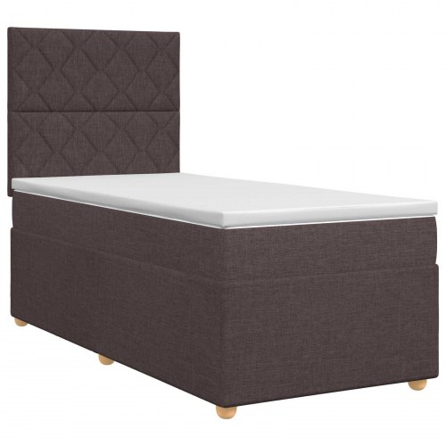 Boxmadras med topmadras 100 x 200 cm mørk brun stof