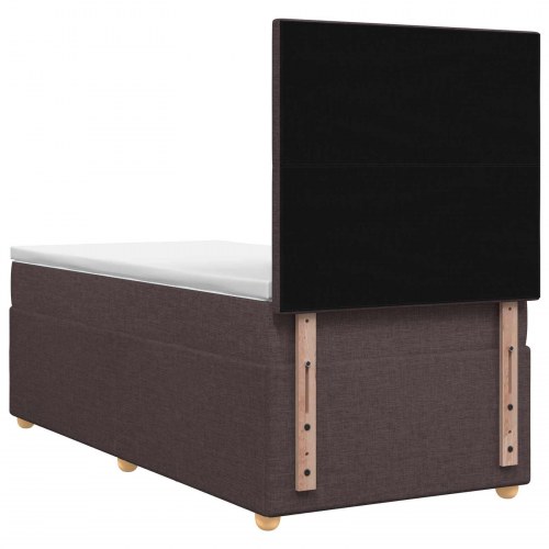 Boxmadras med topmadras 100 x 200 cm mørk brun stof