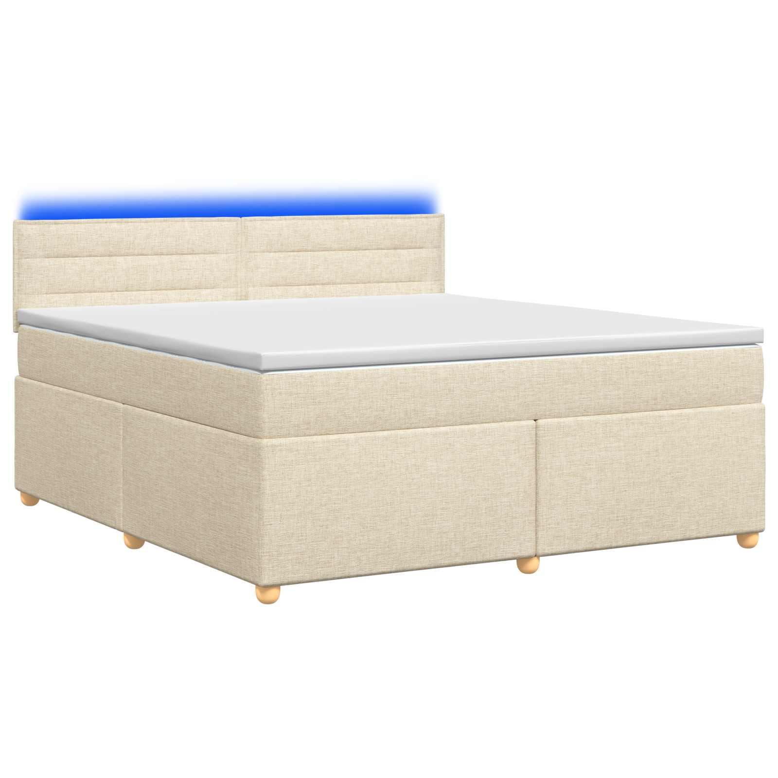 Boksmadrasseng med topmadras og LED cremefarvet 140 x 200 cm