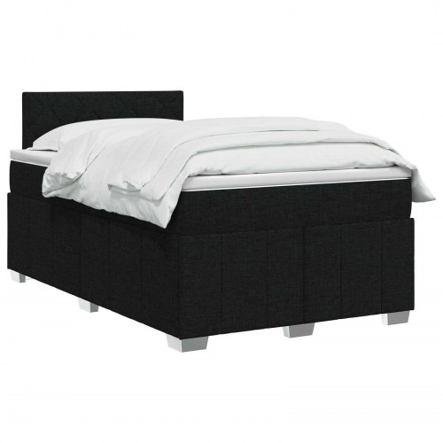 Kontinentalseng med topmadras og hovedgærde 120 x 190 cm - sort stof