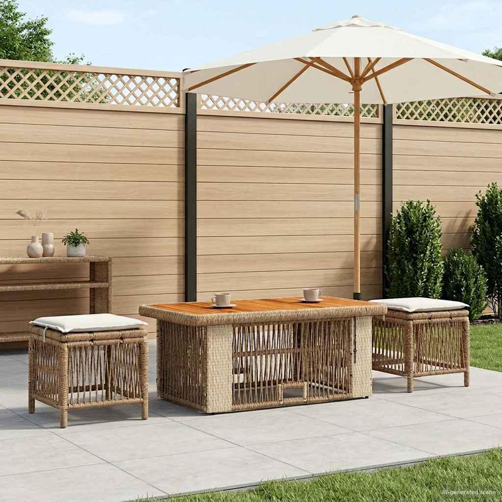 Have spisebordssæt 4 stk. i beige og creme polyrattan med højdejusterbart bord