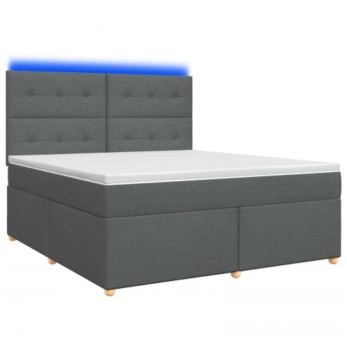 Boxspring seng med madras og topmadras 140 x 200 cm mørkegrå stof