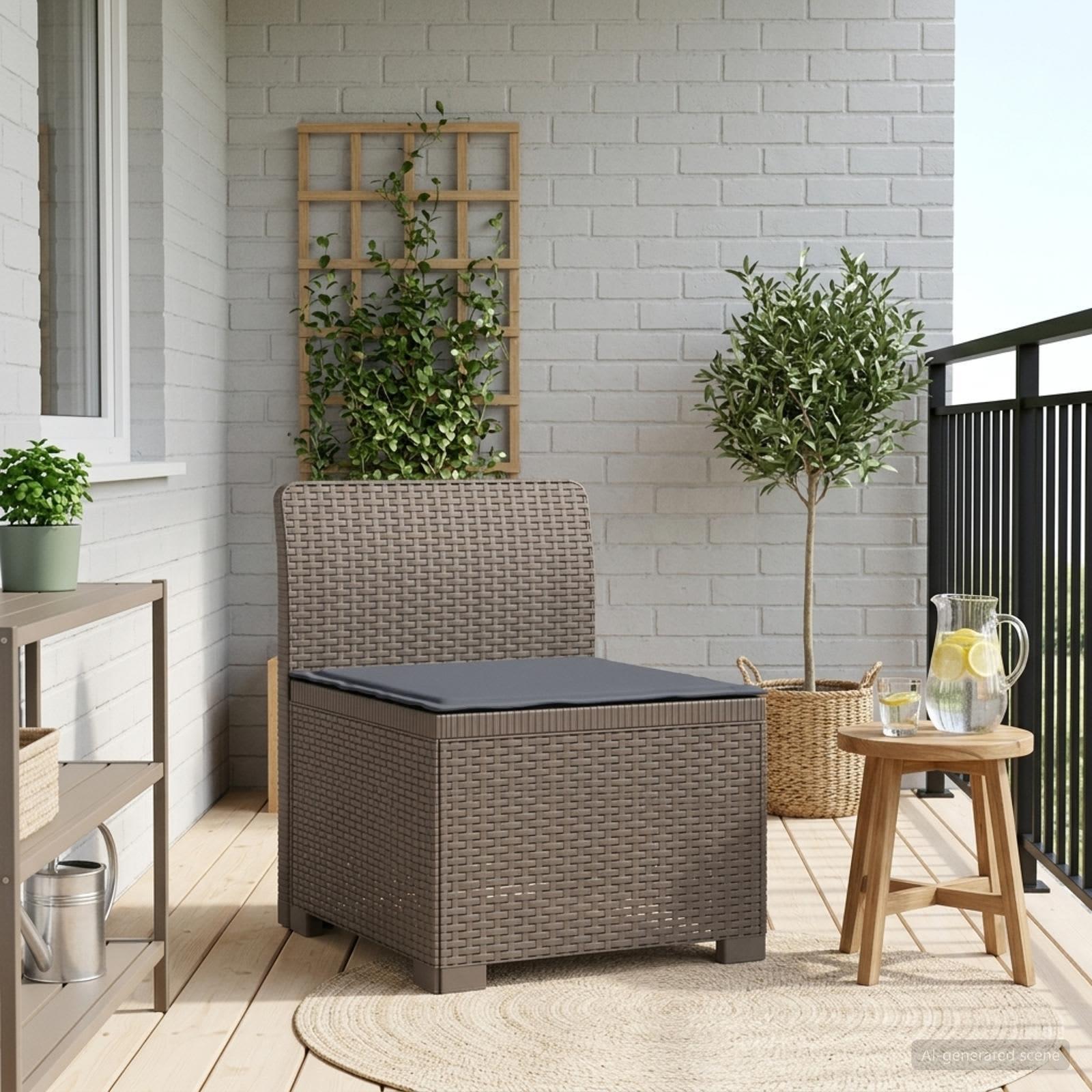 vidaXL 1-personers Havemøbelsofa med Pude Rattan Look PP Lysegrå