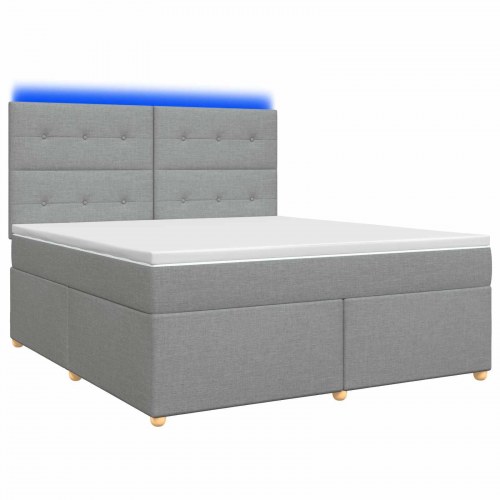 Boxspring seng med madras og topmadras 140 x 200 cm lysegrå stof