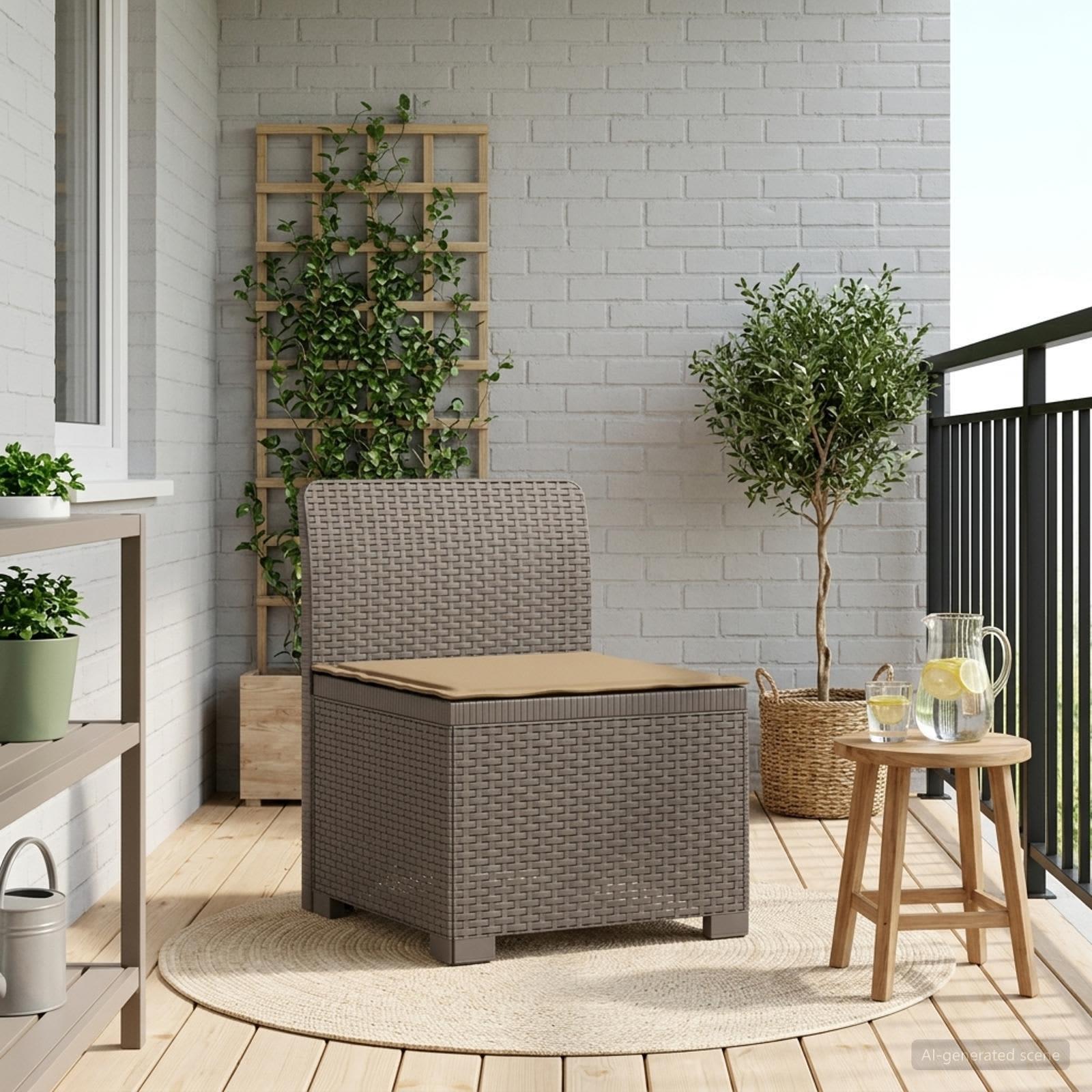 vidaXL 1-personers Havemøbelsofa med Pude Rattan Look PP Lysegrå