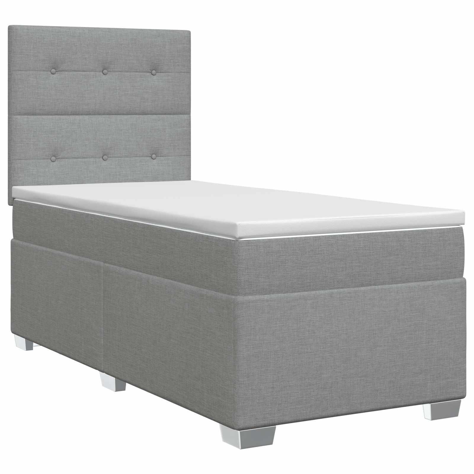 Boxmadras med topmadras og justerbart hovedgærde 90 x 190 cm - lysegrå