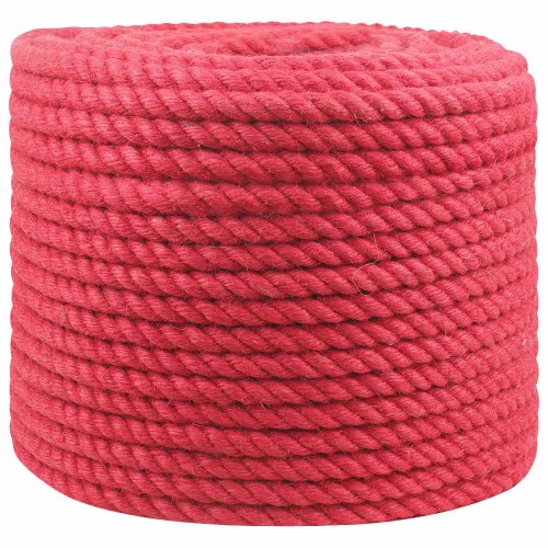 Jute reb 14 mm rød 100 m - 100% Tossa jute