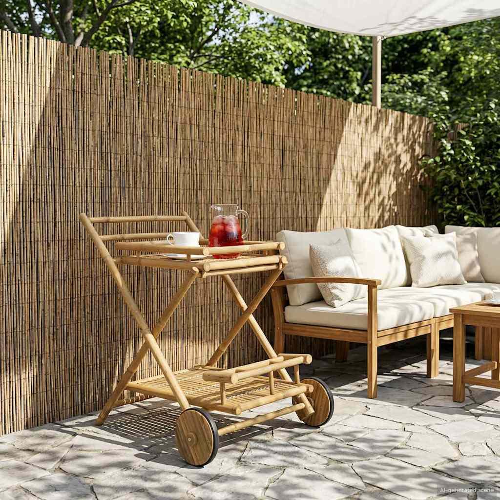 Serveringsvogn med hjul i bambus 79 x 67,5 x 84 cm naturfarvet