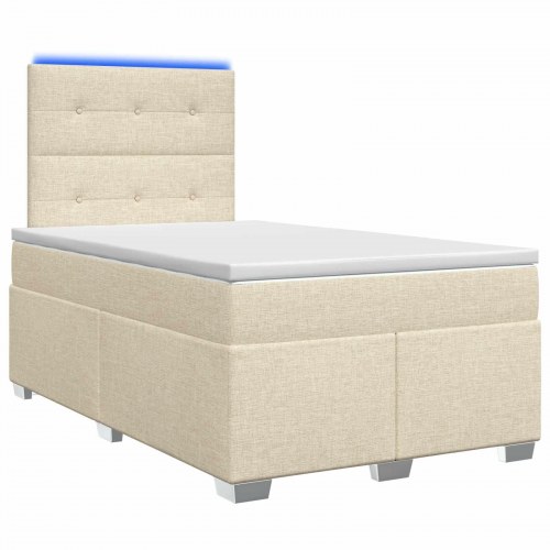 Boxmadras seng med topmadras og LED - cremefarvet 120 x 200 cm