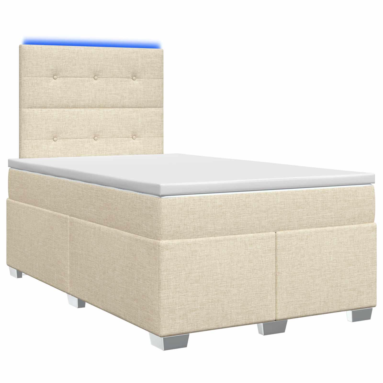 Boxmadras seng med topmadras og LED - cremefarvet 120 x 200 cm