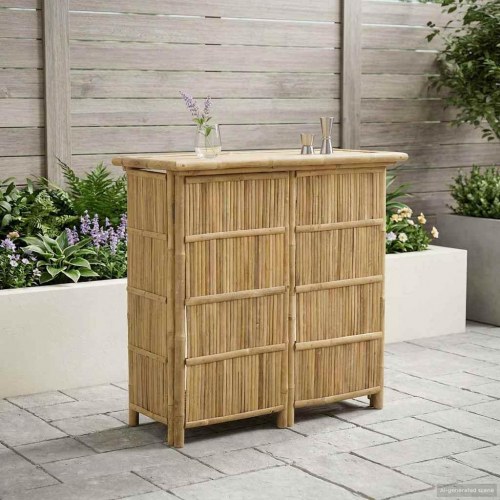 Udendørs barbord i bambus 115 x 55 x 105 cm - naturfarvet