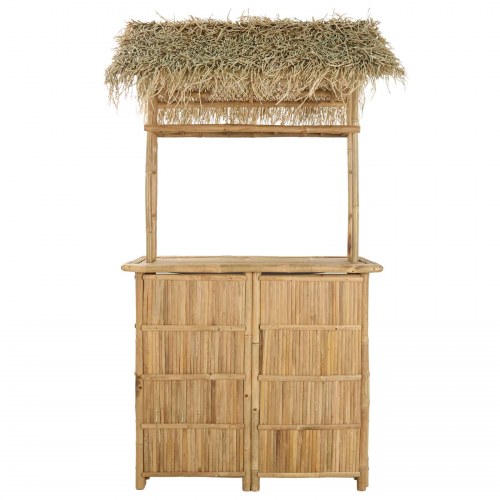 Udendørs barbord i bambus med tag 115 x 95 x 215 cm naturfarvet