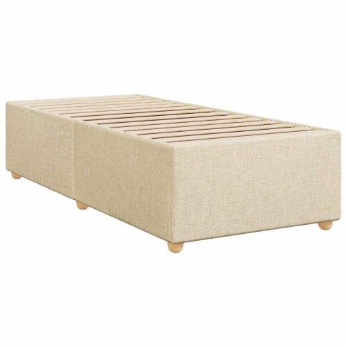 Boxmadras seng med topmadras 90 x 200 cm - cremefarvet stof