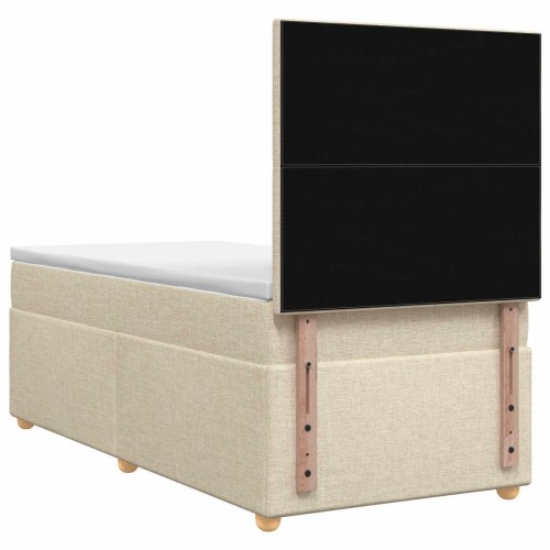 Boxmadras seng med topmadras 90 x 200 cm - cremefarvet stof