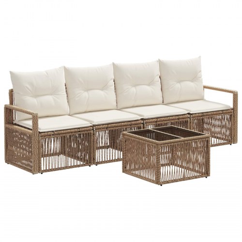 Havesofa sæt 5 stk. i beige polyrattan