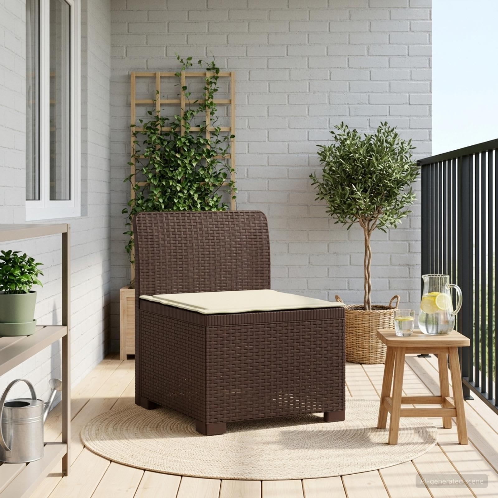 vidaXL 1-personers Havemøbelsofa med Pude Rattan Look PP Brun