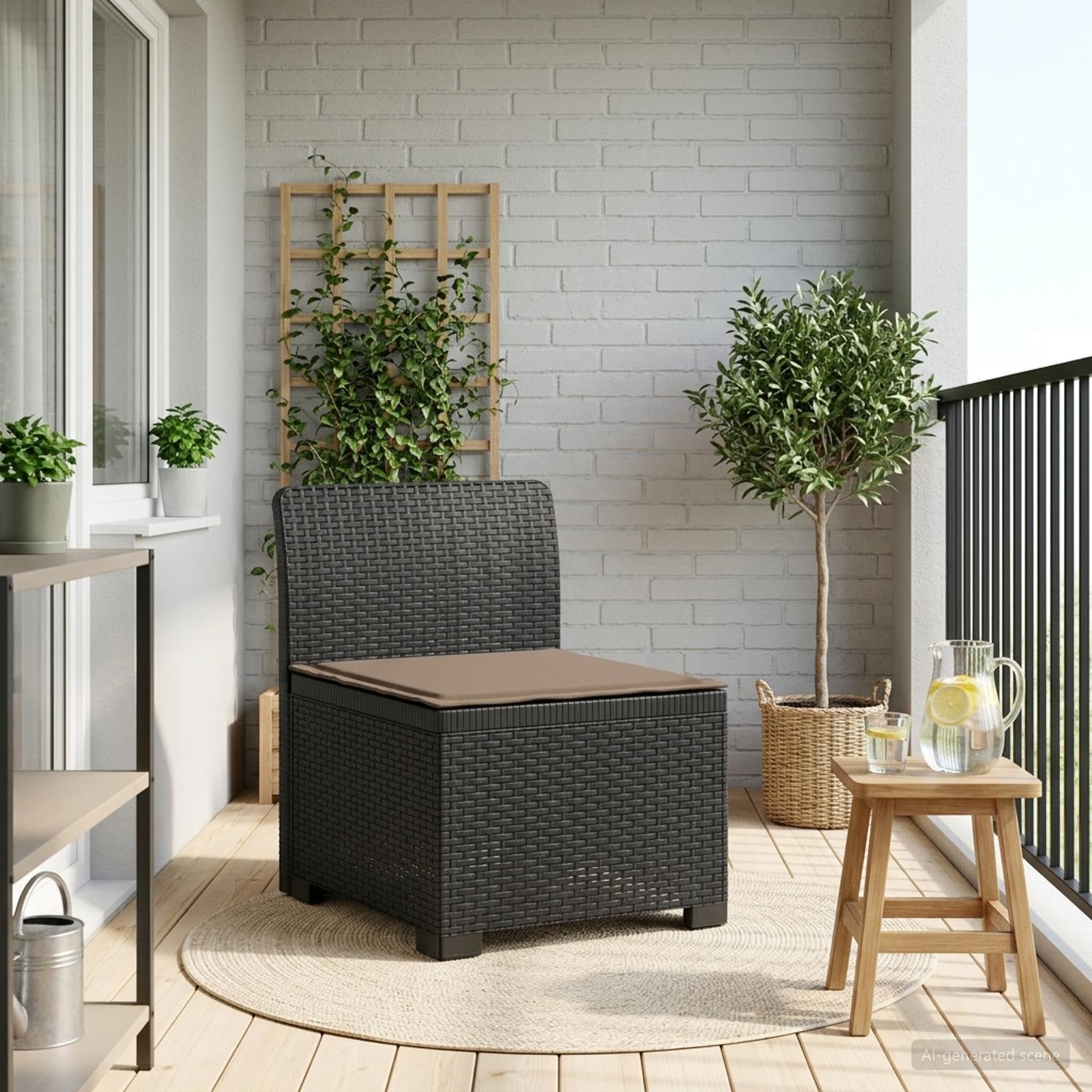 vidaXL 1-personers Havemøbelsofa med Pude Rattan Look PP Antracit
