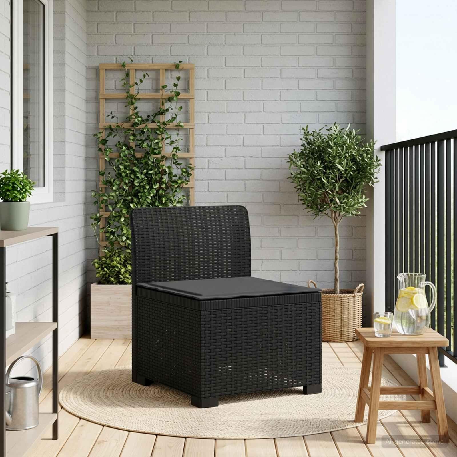 vidaXL 1-personers Havemøbelsofa med Pude Rattan Look PP Antracit