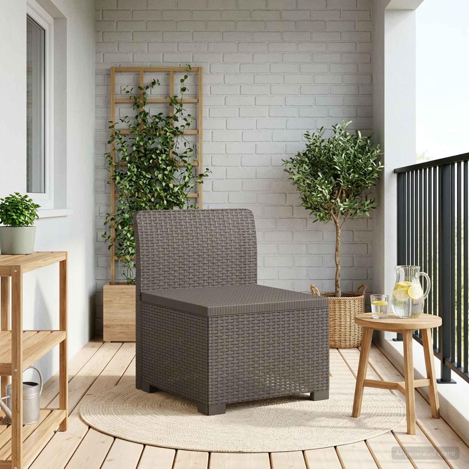 vidaXL 1-personers Havemøbelsofa Rattan Look PP Lysegrå