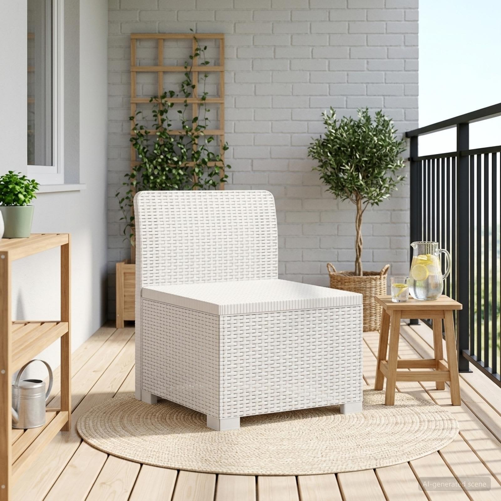 vidaXL 1-personers Havemøbelsofa Rattan Look PP Hvid