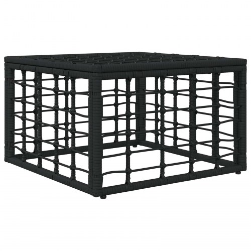 Havepuf i sort polyrattan - modul til udendørs sofa 55 x 55 cm