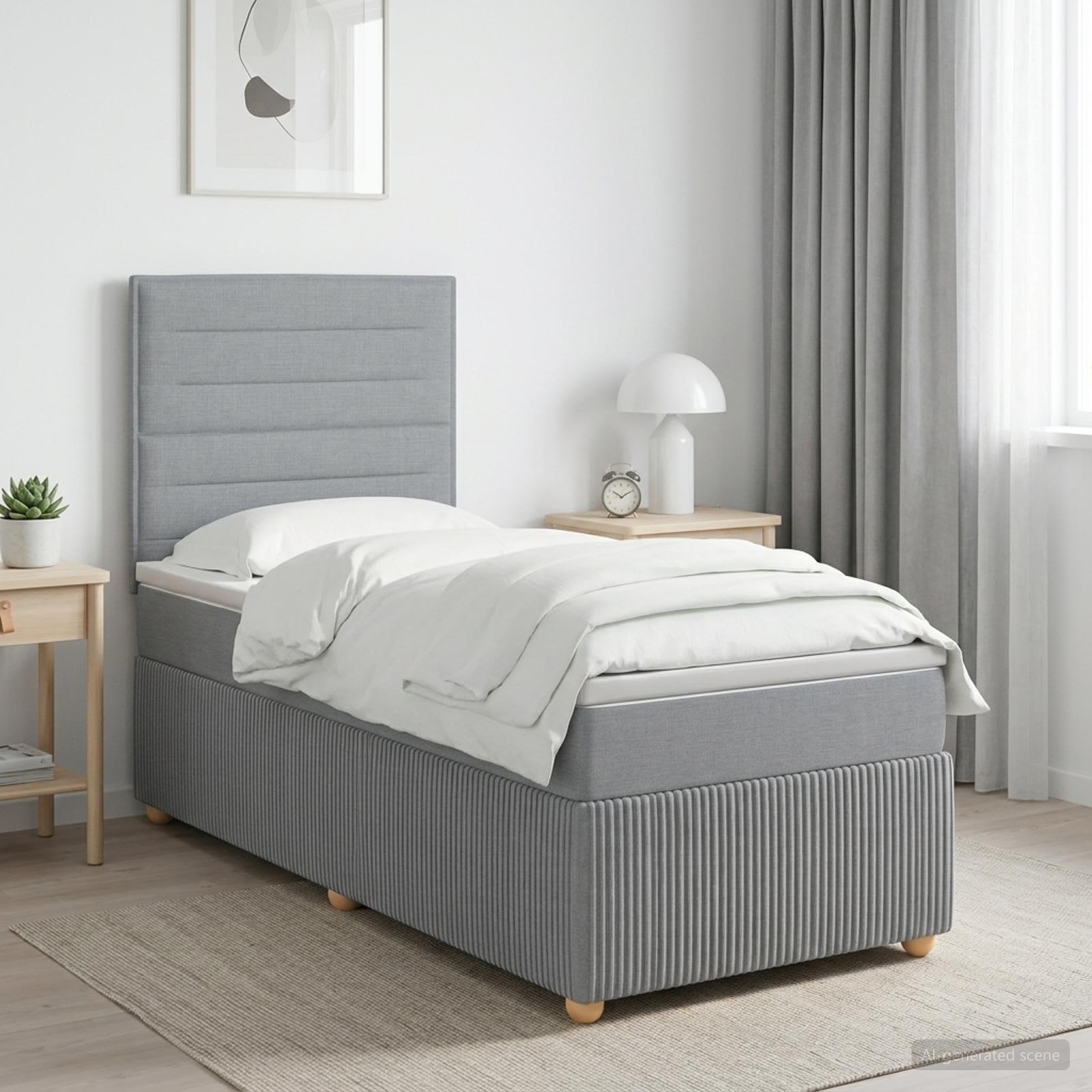 vidaXL Boxmadras med topmadras Lysegrå 100 x 200 cm Stof