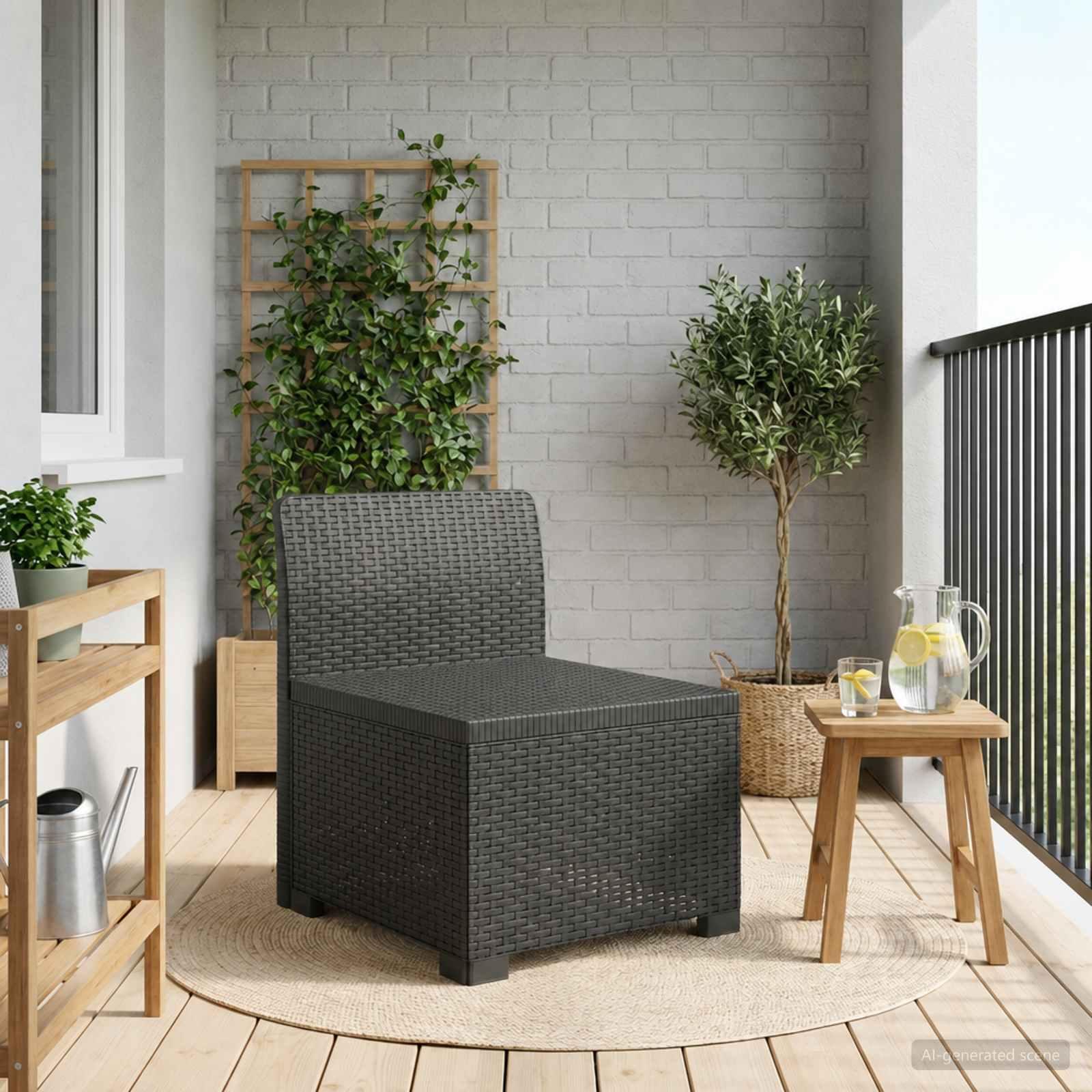 vidaXL 1-personers Havemøbelsofa Rattan Look PP Antracit