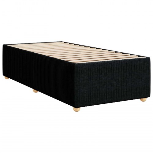 Boksmadras seng 90 x 200 cm med topmadras og justerbart hovedgærde - sort stof