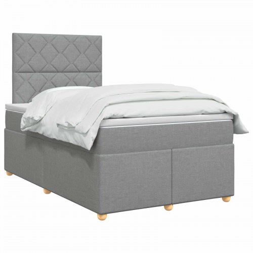 Boxspring seng med madras og topmadras 120 x 200 cm - lysegrå stof