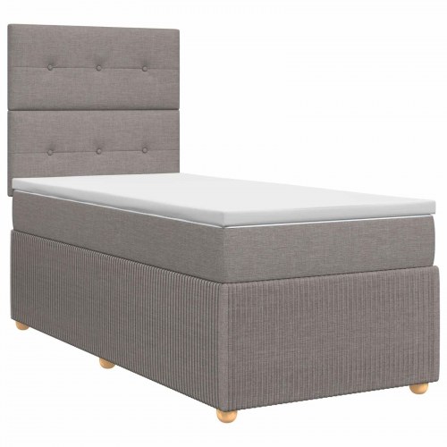 Boksmadras seng med topmadras og justerbar hovedgavl 90 x 190 cm - gråbrun