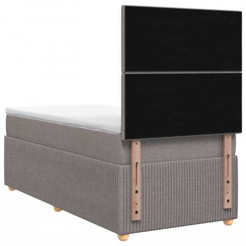 Boksmadras seng med topmadras og justerbar hovedgavl 90 x 190 cm - gråbrun