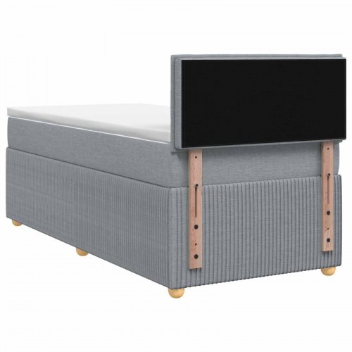 Boksmadras seng med topmadras og justerbar hovedgavl 90 x 190 cm lysegrå